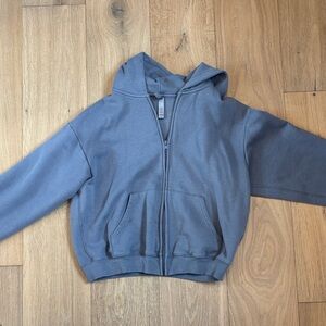 SKIMS Cropped Steel Blue Hoodie